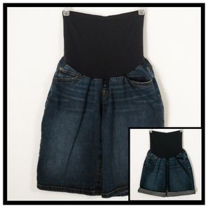Indigo blue maternity shorts